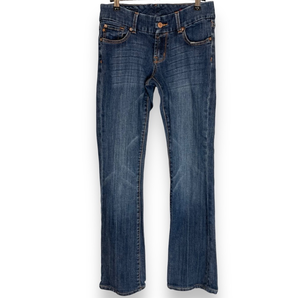 Seven7 Jeans Bootcut Size 27 Low Rise Blue Stretch Whiskering‎ Fades Women